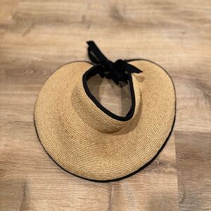 Helen Kaminski Natural Straw Hat with Black Ribbon